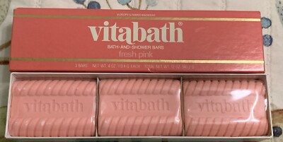 NOS 1980 BEECHAM Vintage Fresh Pink Vitabath 4 Oz Ea Bar Soap Total 12 Oz