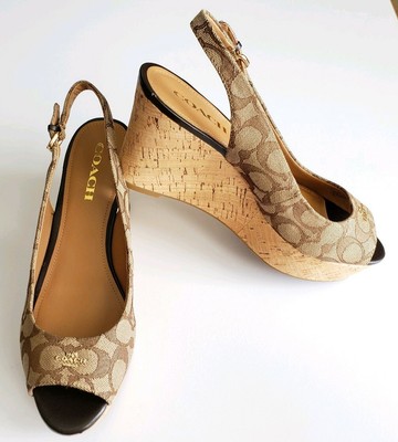 coach ferry signature platform wedge sandal