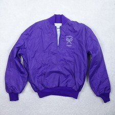 DeLong Vintage Varsity Pullover Size Large Made In USA Purple Pioneer Tennis