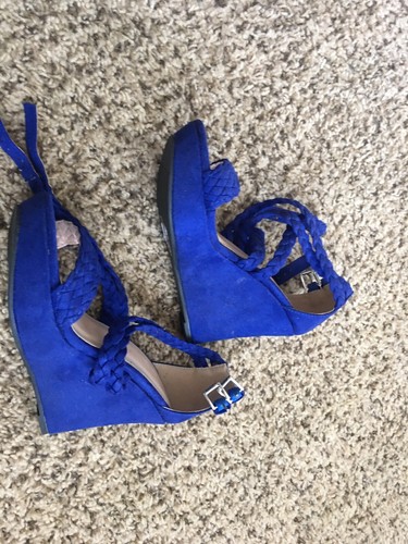 Charlotte Russe Blue round wedge heels 