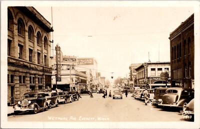 Postcard WA Everett; Wetmore Avenue  RPPC Real Photo Ellis 1946; Postmark  An
