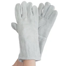 ☀️13" Inch Lined Leather Welding Gloves, Heavy Duty Heat Resistant BBQ Gloves
