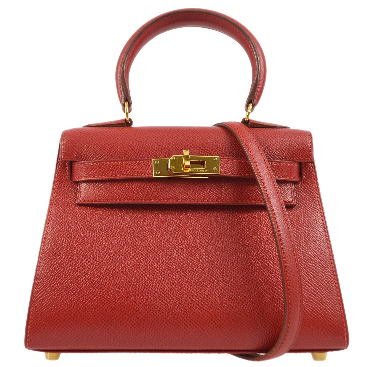 Hermes Rouge Vif Couchevel Mini Kelly 20 Handbag ◯Y N 161985