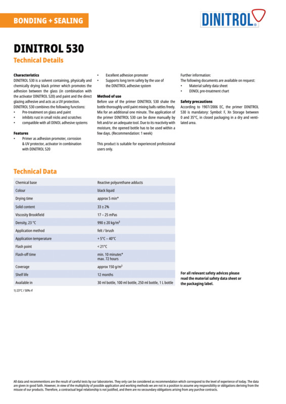 DINITROL 500 WINDSCREEN FITTING KIT BONDING ADHESIVE GLUE SEALANT GLASS OEM 12x