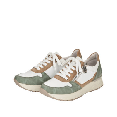 Rieker Women Lace-up Shoes Sneakers Half Shoes White / Green N7422