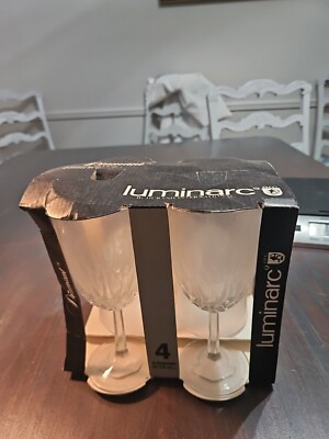 Luminarc Diamant Cristal D Arques France Crystal Footed Wine Glasses Set of 4