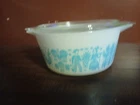 Vintage Pyrex Amish Butterprint Turquoise White 474-B 1 1/2 QT Casserole w/Lid