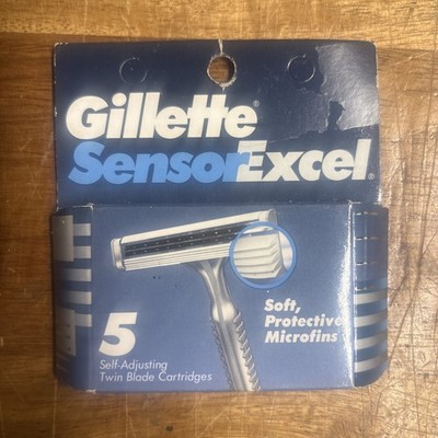 Vtg New Gillette Sensor Excel Razor Blades 5 Pack Cartridges Flexible Microfins