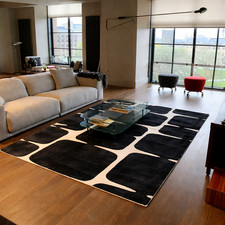 Handmade Black and White Modern Abstract Area Rugs 8x10 Hand Tufted Wool Rug
