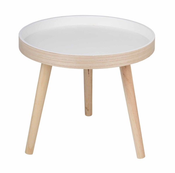 Beistelltisch Rund Ø 40 Cm H36 Cm Holz Nachttisch Couchtisch Sofatisch Weiß-image