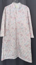 Vintage Miss Elaine Robe Housecoat Large Pink Quilted Button grannycore USA