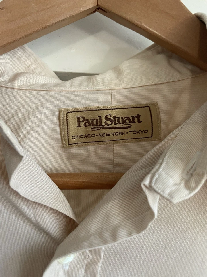 Винтажный Paul Stuart кремовый длинным рукавом на пуговицах подходит XL - Изображение 2 из 4