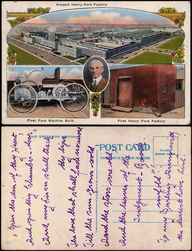 Postcard Detroit Ford Motor Plant Autofabrik 4 Bild 1923  USA