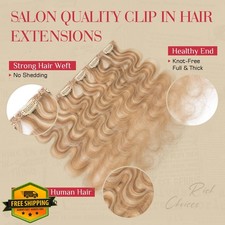 Rich Choices 14" 12P613 Highlight Clip In Human Hair 6 Pcs Wave