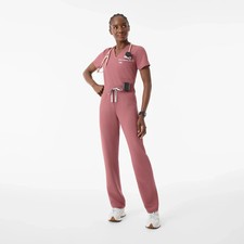 Figs Livingston High Waisted Straight Leg in Mauve, Size XXS Petite
