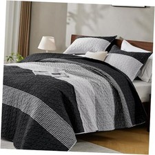 Queen Quilt Set Black and White, 3 Pieces Queen 96"x90" 02 - Black and White