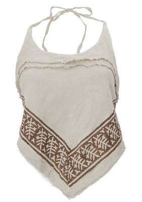 Goa Top, Psytrance, bedrucktes Bandeau Top - leinenfarben