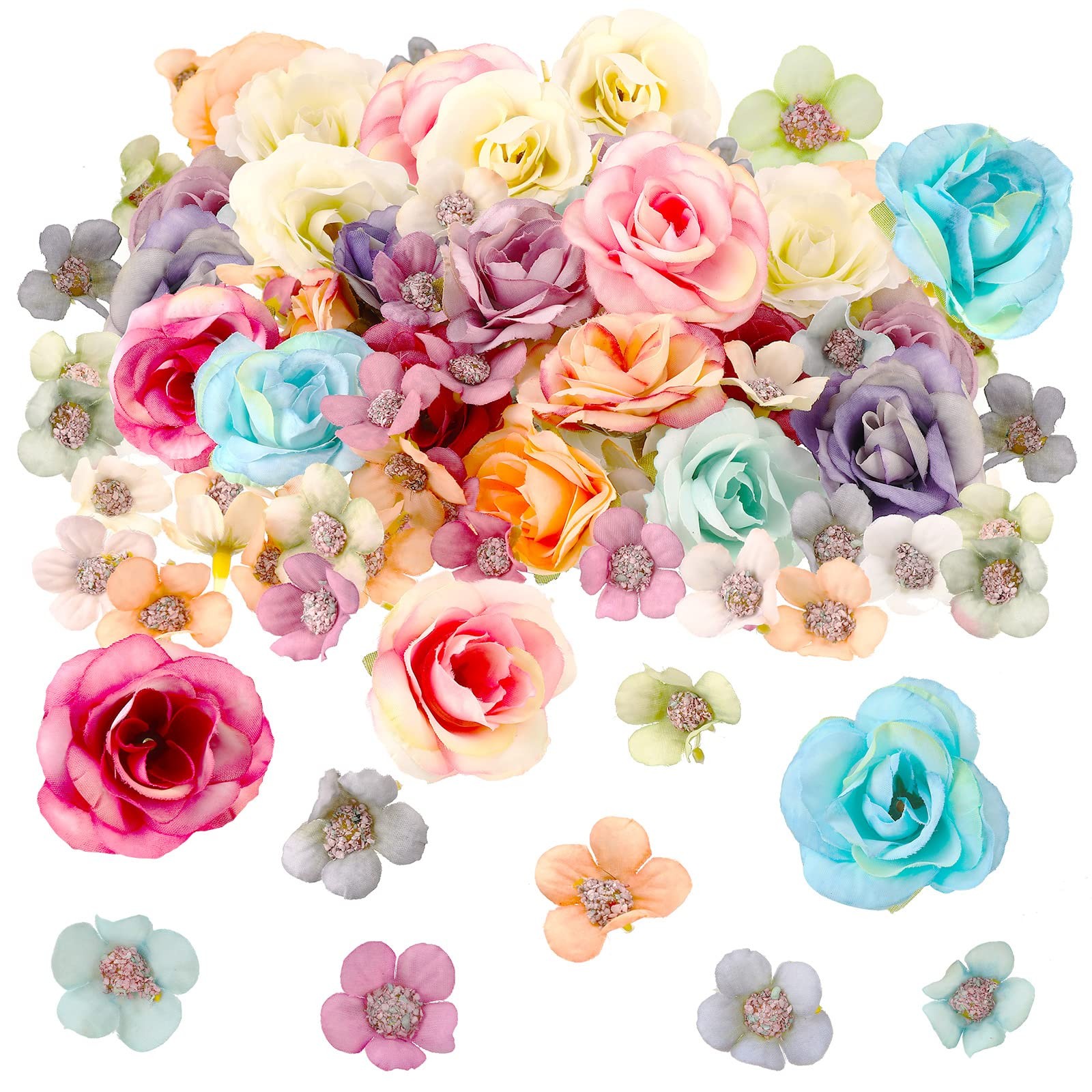 Janinka 174 Pcs Fake Mini Flowers for Crafts Small Silk Artificial Fabric Flo...