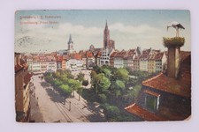 Strassburg Kleberplatz Stork Nest 1908 Germany Postcard Strasbourg Place Kleber