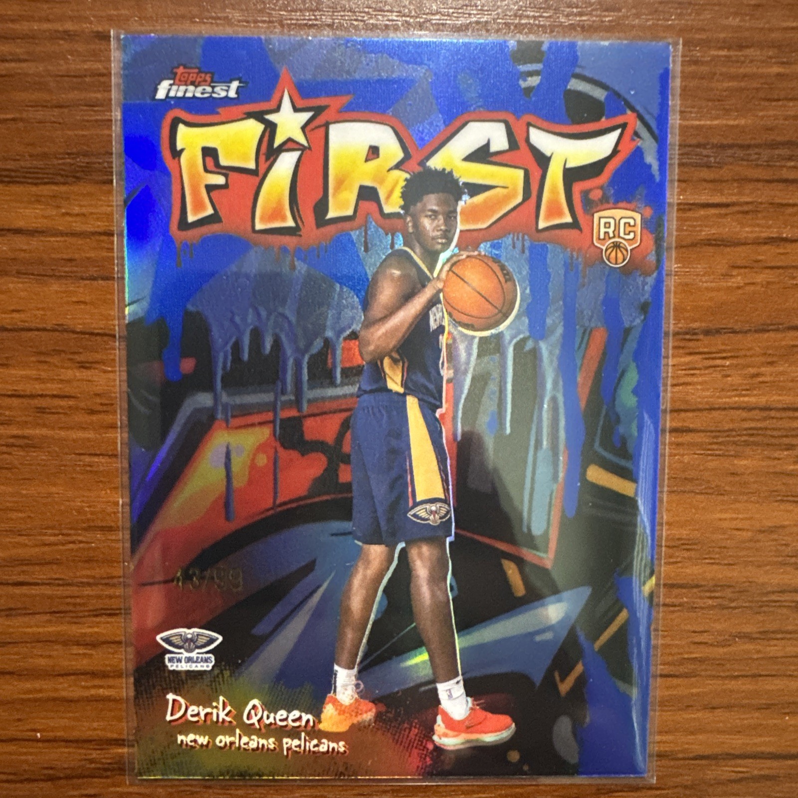Derik Queen 2025-26 Topps Finest - Rookie First Blue /99 Pelicans #F-13