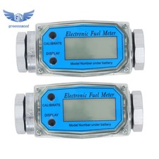 2PCS 1" Digital Turbine Flow Meter, Flow Rate of 2.6-26 GPM, LCD Display