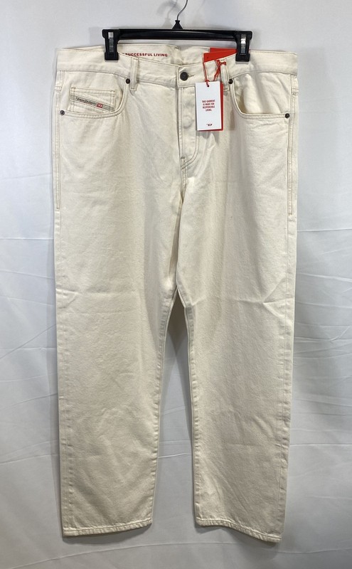 Diesel Men's 2020 D-Viker Straight Leg Trousers Jeans White Sz 38 NWT