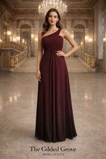 Alex Evenings One Shoulder Burgundy Gown Sz 8 NWT Pleated Holiday Dress