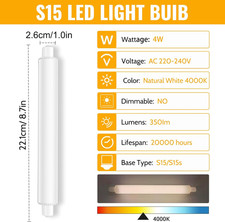 1 Pack 4W S15S LED Light Bulbs 221Mm, Natural White 4000K LED S15 Strip Tube Li