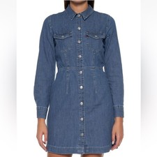 Levi  s Ellie Denim Snap Button Shirt Dress Long Sleeve Blue Size XS