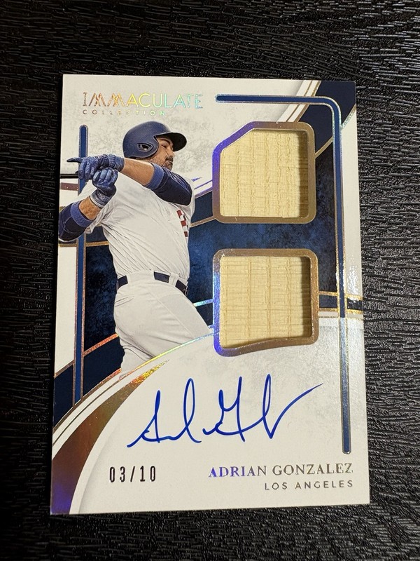 2026 Immaculate Adrian Gonzalez Dual Game-Used Bat Relic Gold Auto /10 Dodgers