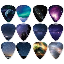 Acoustic Guitar Picks Space Galaxy Universe Planets (12-Pack) - Premium Music...