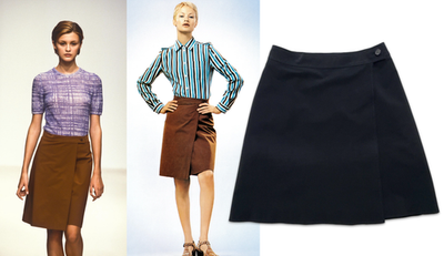 Vintage Archive Prada Spring 1996 Navy Blue Wrap Skirt 44 Runway