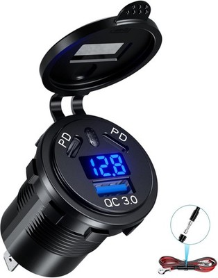 12V Boat USB Charger Outlet 108W Waterproof with Switch