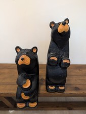 BIG SKY Carvers Jeff Fleming 17   15" Black Bears Sitting  Standing Pair