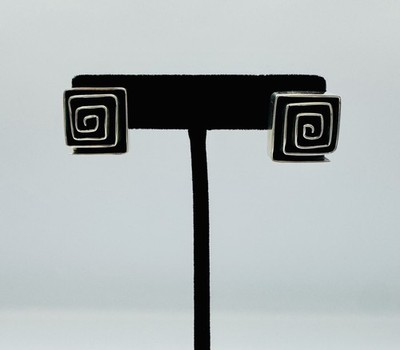 Renata Rubio Ohrringe Sterlingsilber quadratisch oxidiert Labyrinth 925