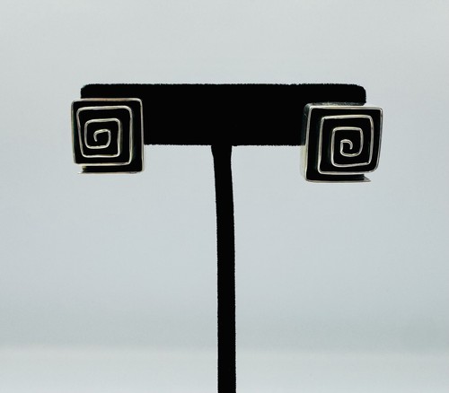 Renata Rubio Sterling Silver Square Oxidized Maze Earrings 925
