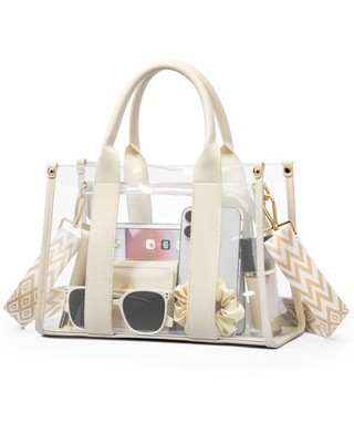 BS-VOG Clear Tote Bags for Women, Bag Stadium Events Medium, Beige 