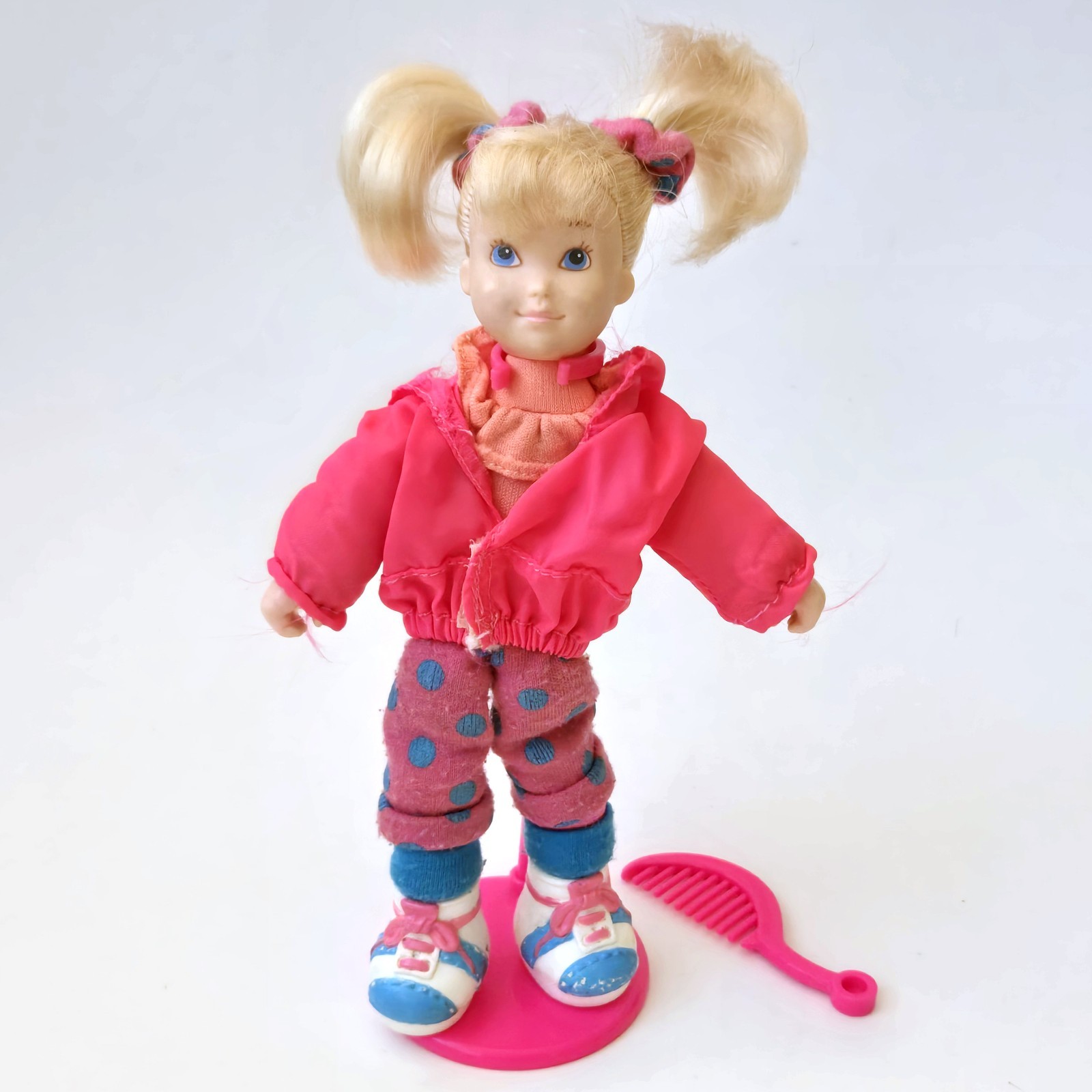 Vintage 1991 ERTL Playground Kids Doll Set: LINDSEY with Stand & Comb