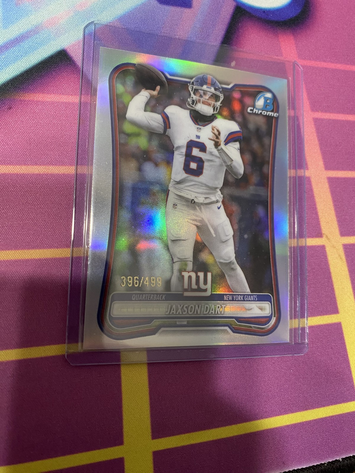 2026 Bowman Football CHROME BCV-77 Jaxson Dart New York Giants Refractor 396/499