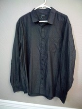 Marc Anthony Mens Luxury Slim Fit Black Textured Dress Shirt Long Sleeve XXL