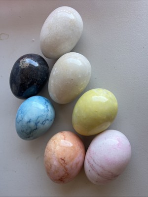 Marble Alabaster Egg Collection Lot of 7 Easter Eggs Varied Pastel Spring Color