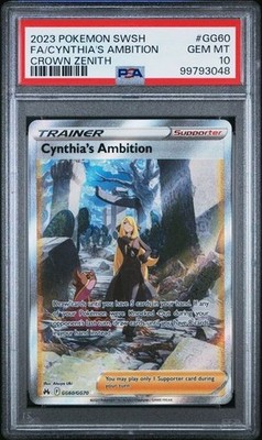 Pokémon TCG Cynthia's Ambition GG60 Crown Zenith Full Art - PSA 10