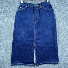 Vintage Lee Riders Jeans Denim Skirt Womens Medium Minimalist Slit Modest USA