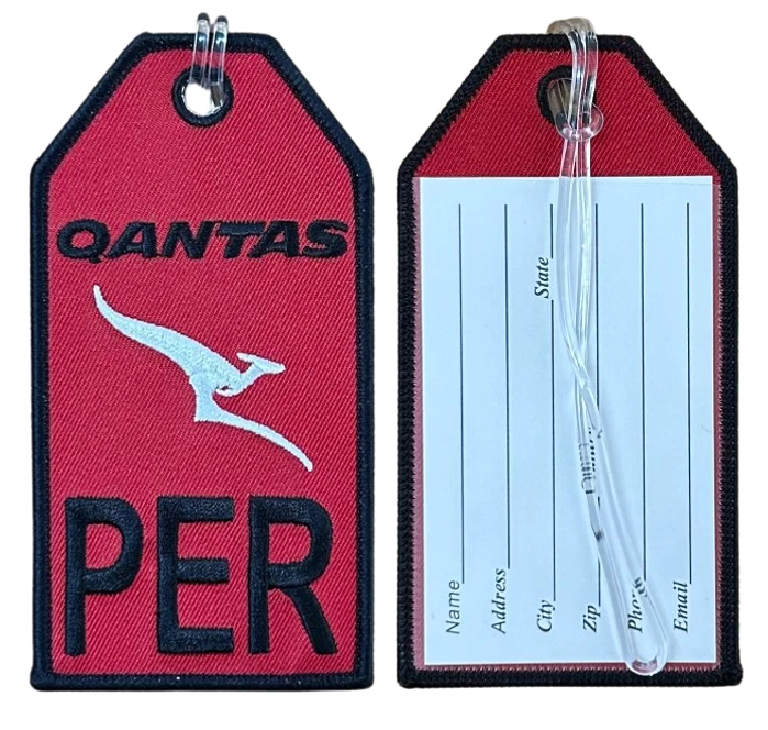 140184 QANTAS AIRWAYS AUSTRALIA PER PERTH AIRPORT EMBROIDERED LUGGAGE BAG TAG