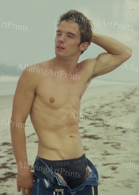Nude Male Model Photo Print Slender Handsome Shirtless Hunk Abs College