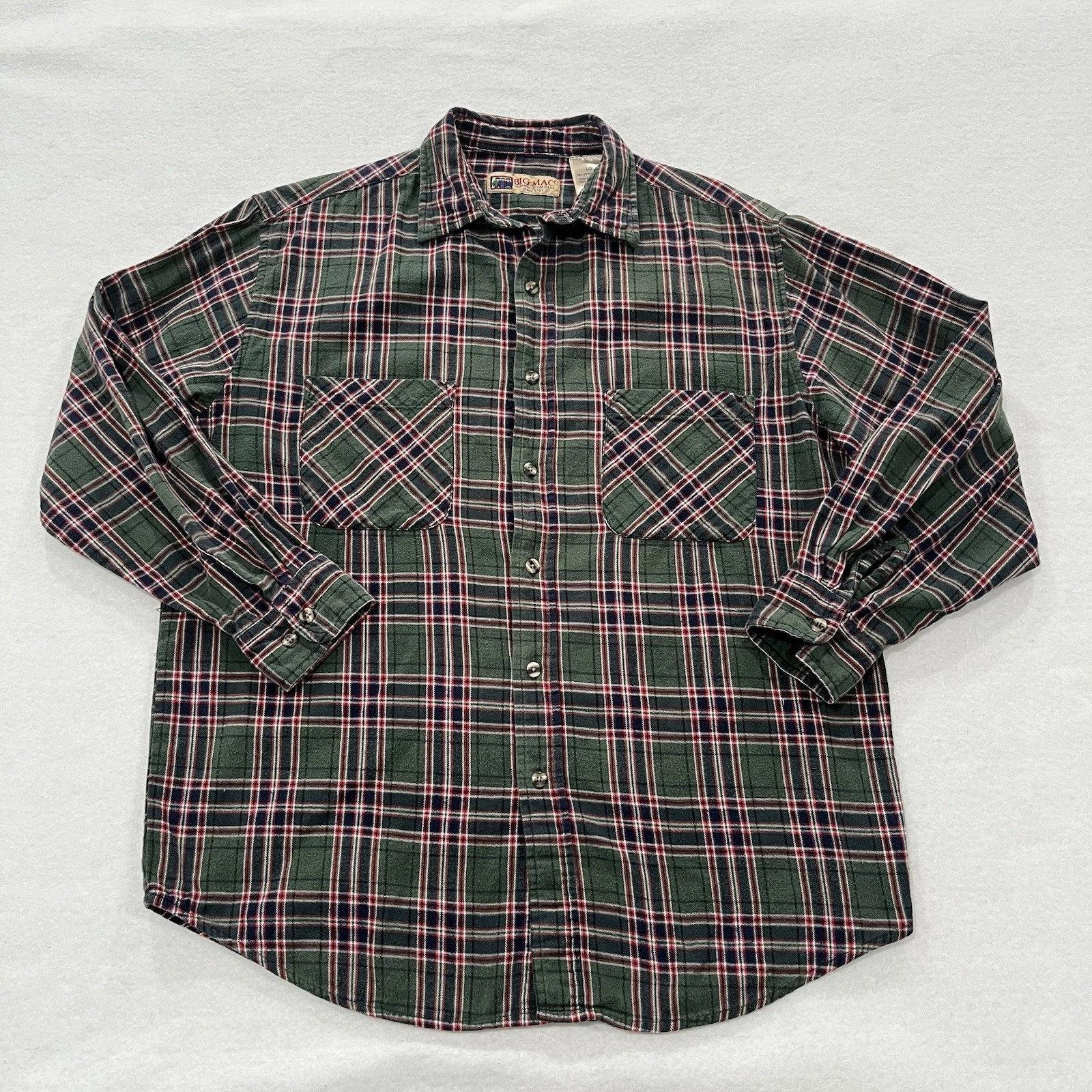 Vintage Big Mac Jc Penney Flannel Shirt Mens Large Plaid Outdoor Workwear 90s