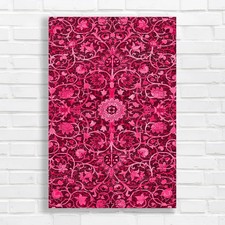 Ornate Floral Tapestry Pink Canvas Print Large Picture Wall Art