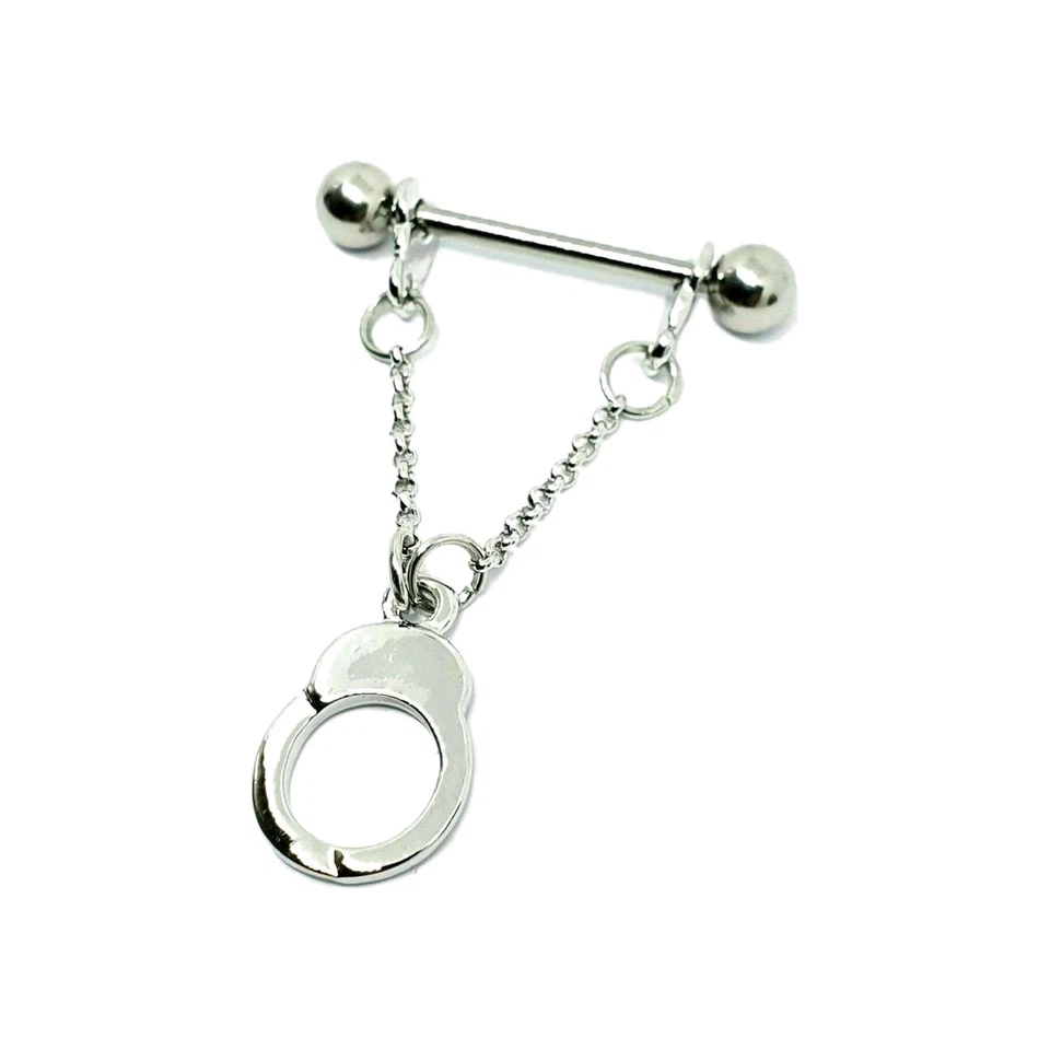 Coppia di barre e catene per piercing manette 14 g (1,6 mm) in acciaio chirur... - Immagine 3 di 4