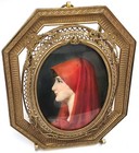 Miniature Portrait Painting in Ornate Bronze Frame Saint Fabiola after Henner — photo 2