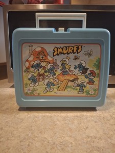 Thermos Smurfs Plastic Lunchbox Blue Collectible